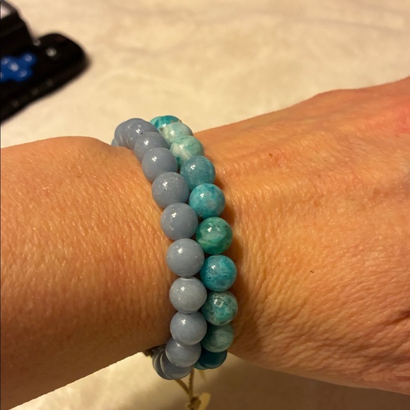 Blue Beaded Bracelets and Blue Apatite Pendant Bundle - Picture 2 of 7